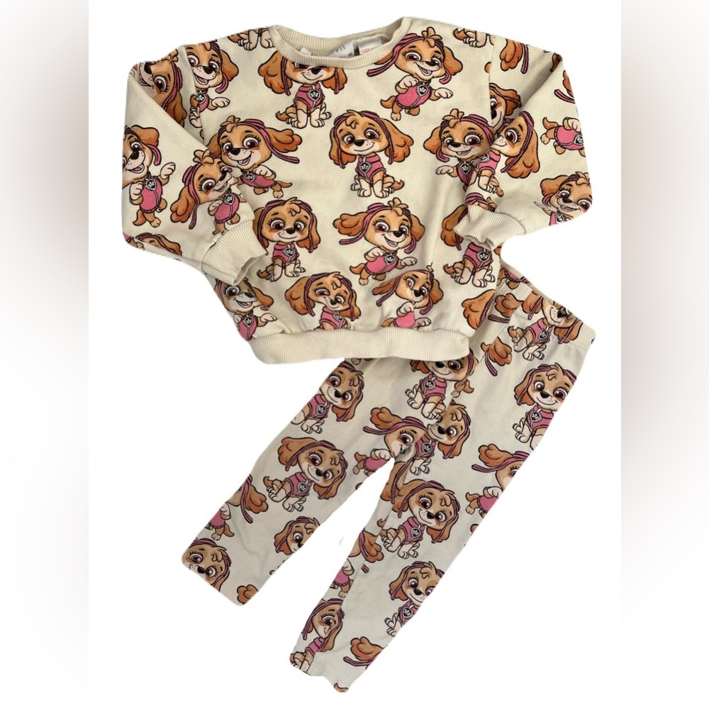 Zara Kids Matching Set with Paw Patrol Print - Cream and Pink